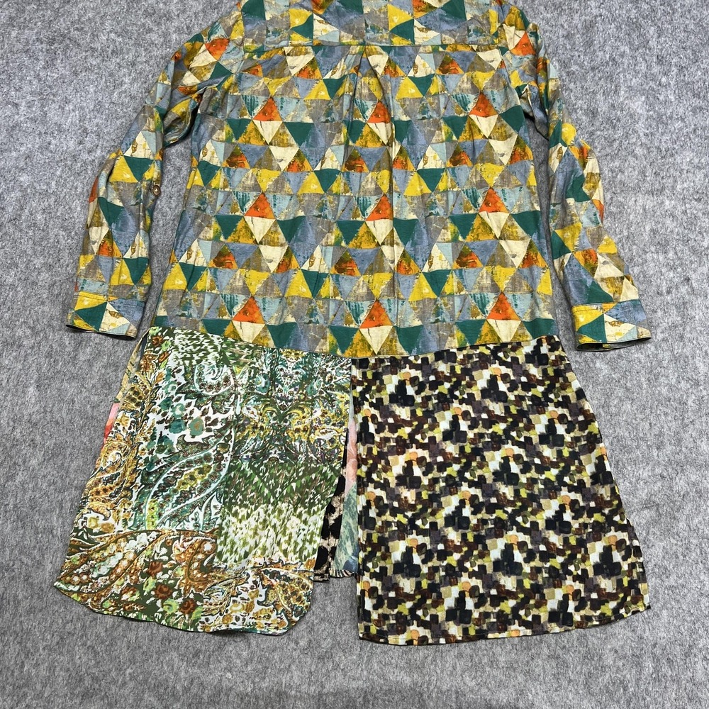 John‎ Mark Shirt Womens S Multicolor Patchwork Tropical Bird Print Button Tunic - Picture 15 of 16